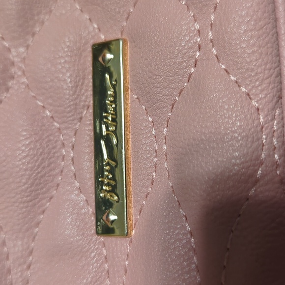 Pink Betsey Johnson purse bag tote with detachable bow and adjustable strap - Picture 3 of 11